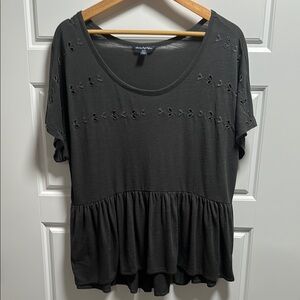 Charcoal Embroidered Top